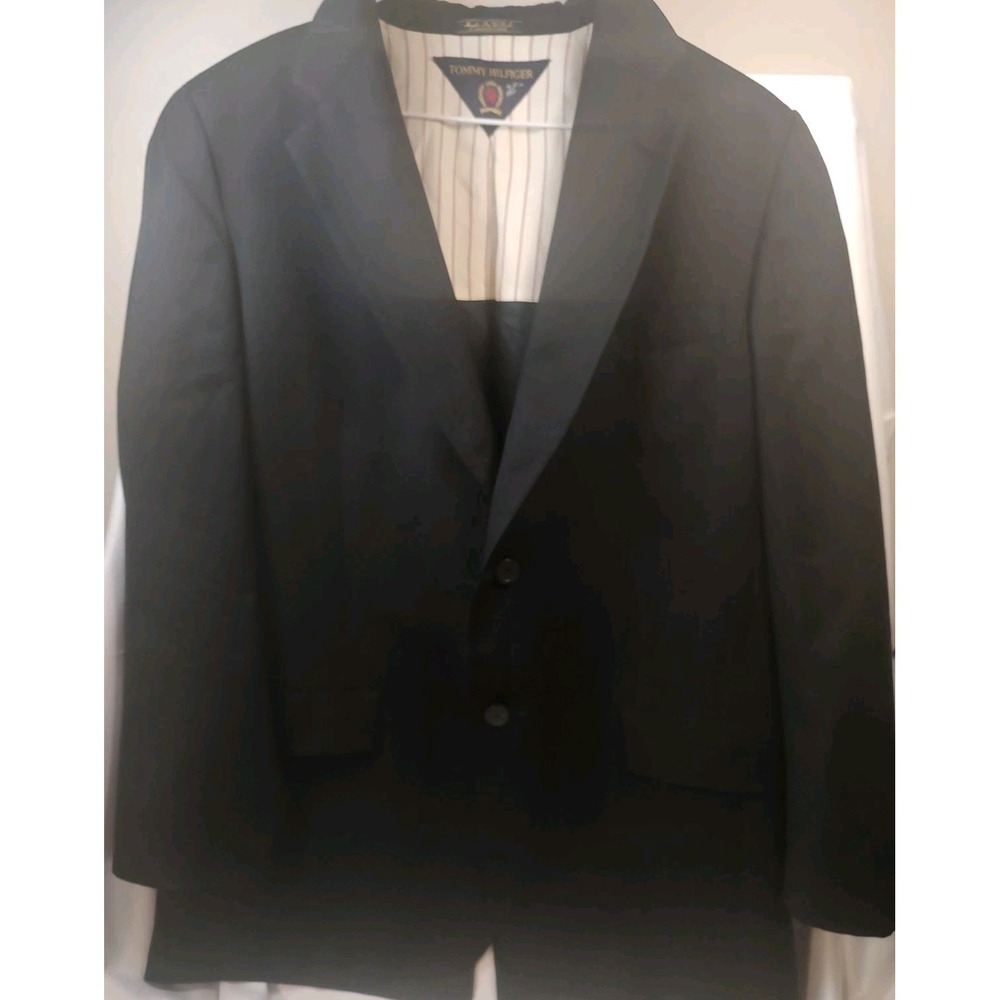 Tommy‎ Hilfiger Men's Pinstripe Suit Jacket Charcoal Gray 38 Regular Blazer